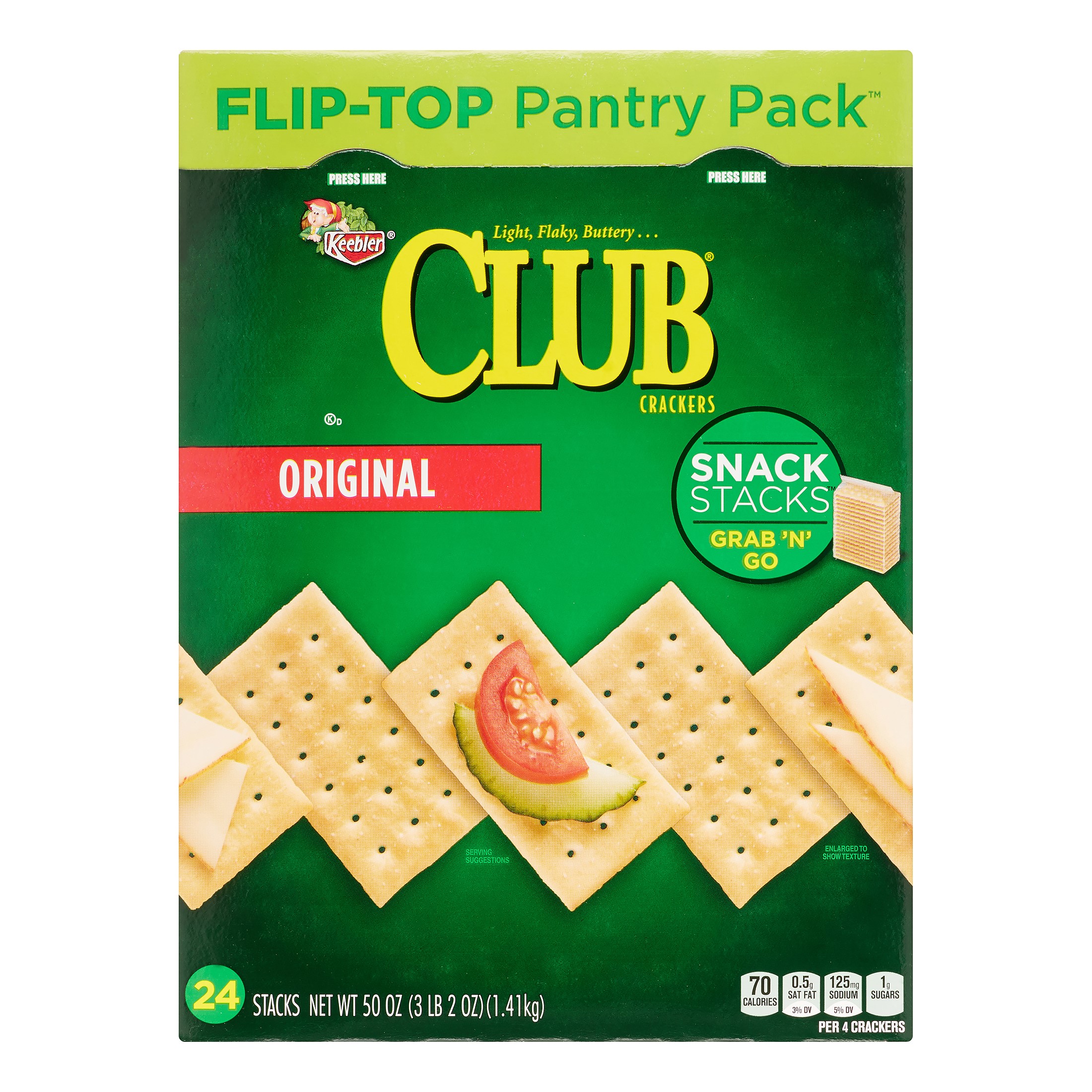 Keebler Original Club Crackers Snack Stacks, 50 Oz, 24 Sleeves