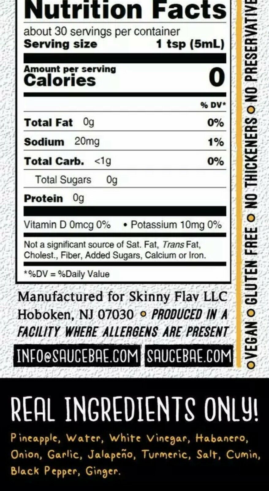 Sauce Bae Hot Sauce Skinny Habanero Turmeric Low Sodium 5 Fl Oz. thumbnail