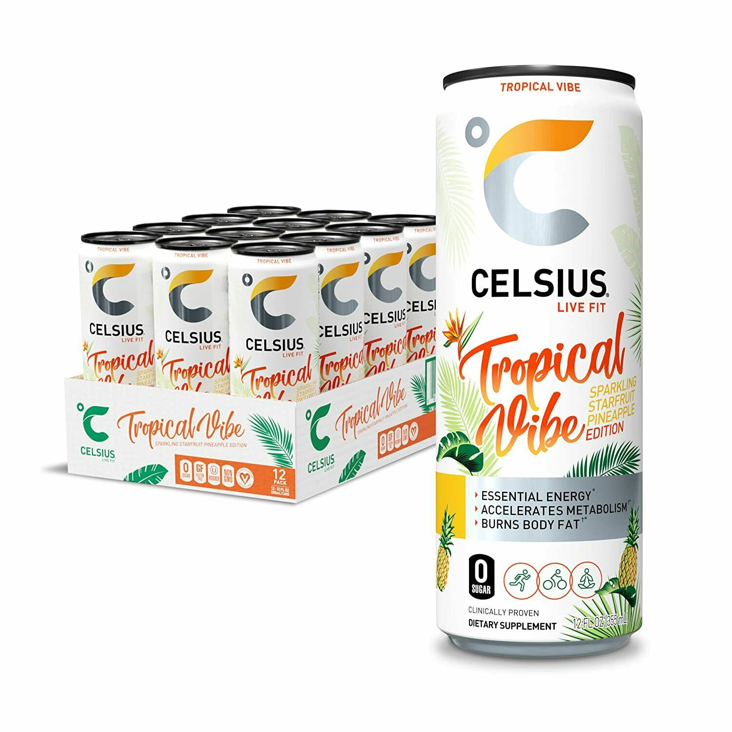 Celsius Live Fit Energy Drink, Tropical Vibe, 12 Oz | CVS