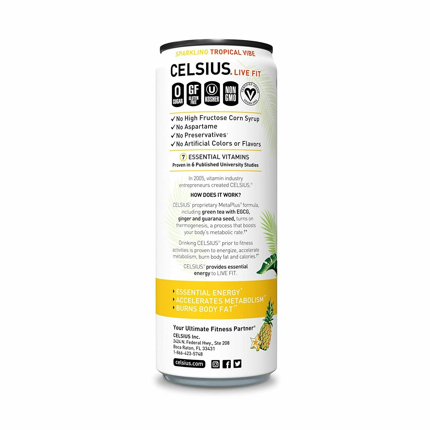 Celsius Live Fit Energy Drink, Tropical Vibe, 12 Oz | CVS thumbnail