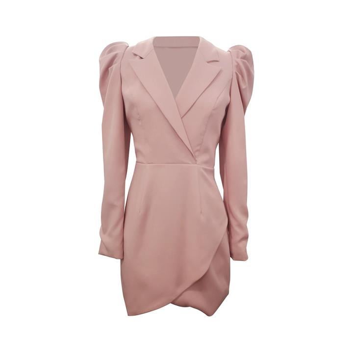 Chi Chi Puff Sleeve Blazer Dress in Pink in Neutral, Size 16