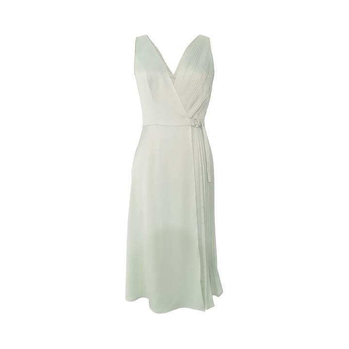 Chi Chi Pleated Wrap Dress with Belt Detail in Green, Size 16
