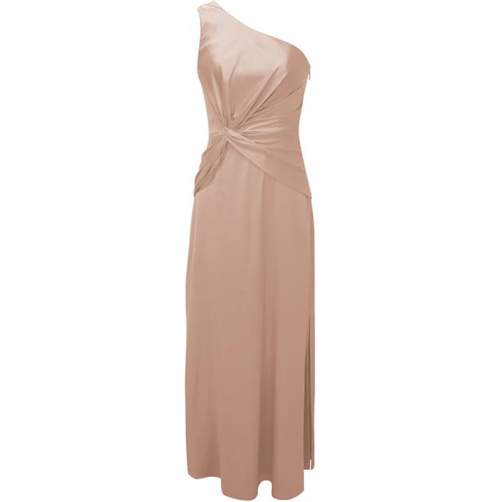 Chi Chi One Shoulder Maxi Dress in Champagne, Size 16