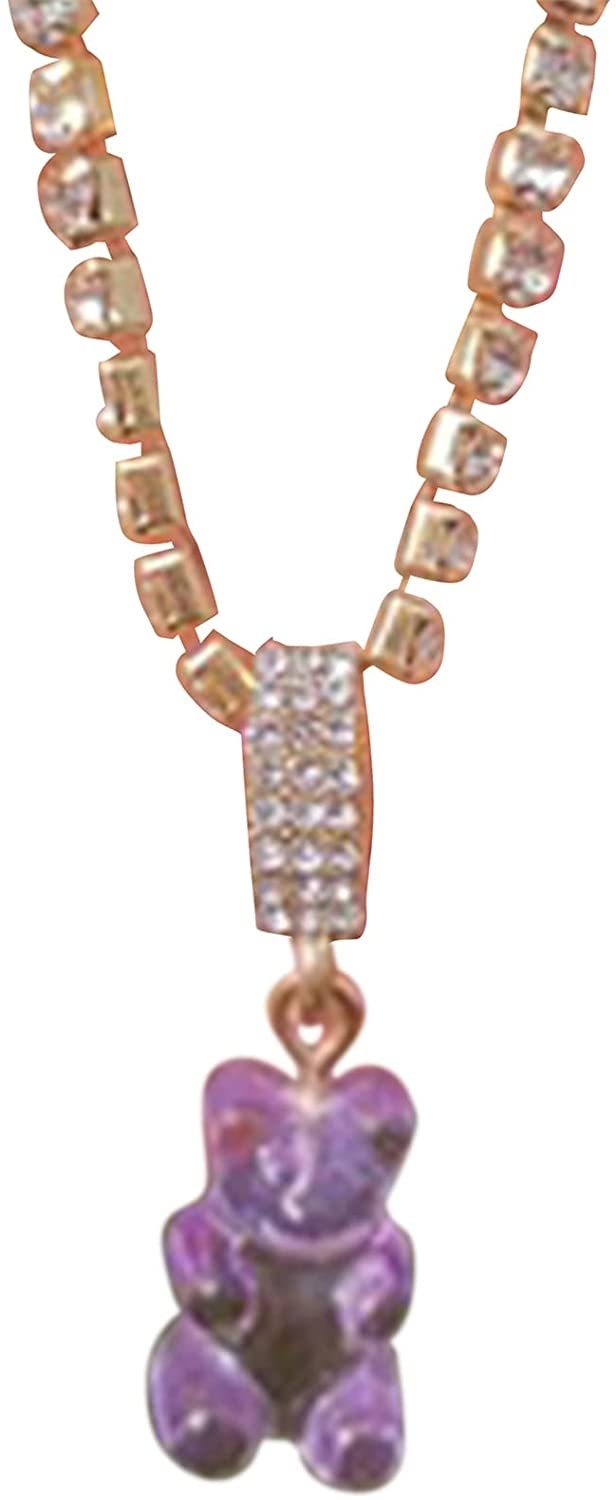 Yugaoo Candy Jelly Color Gummy Bear Pedant Necklace Creative Cartoon Choker Chains for Women Girls D