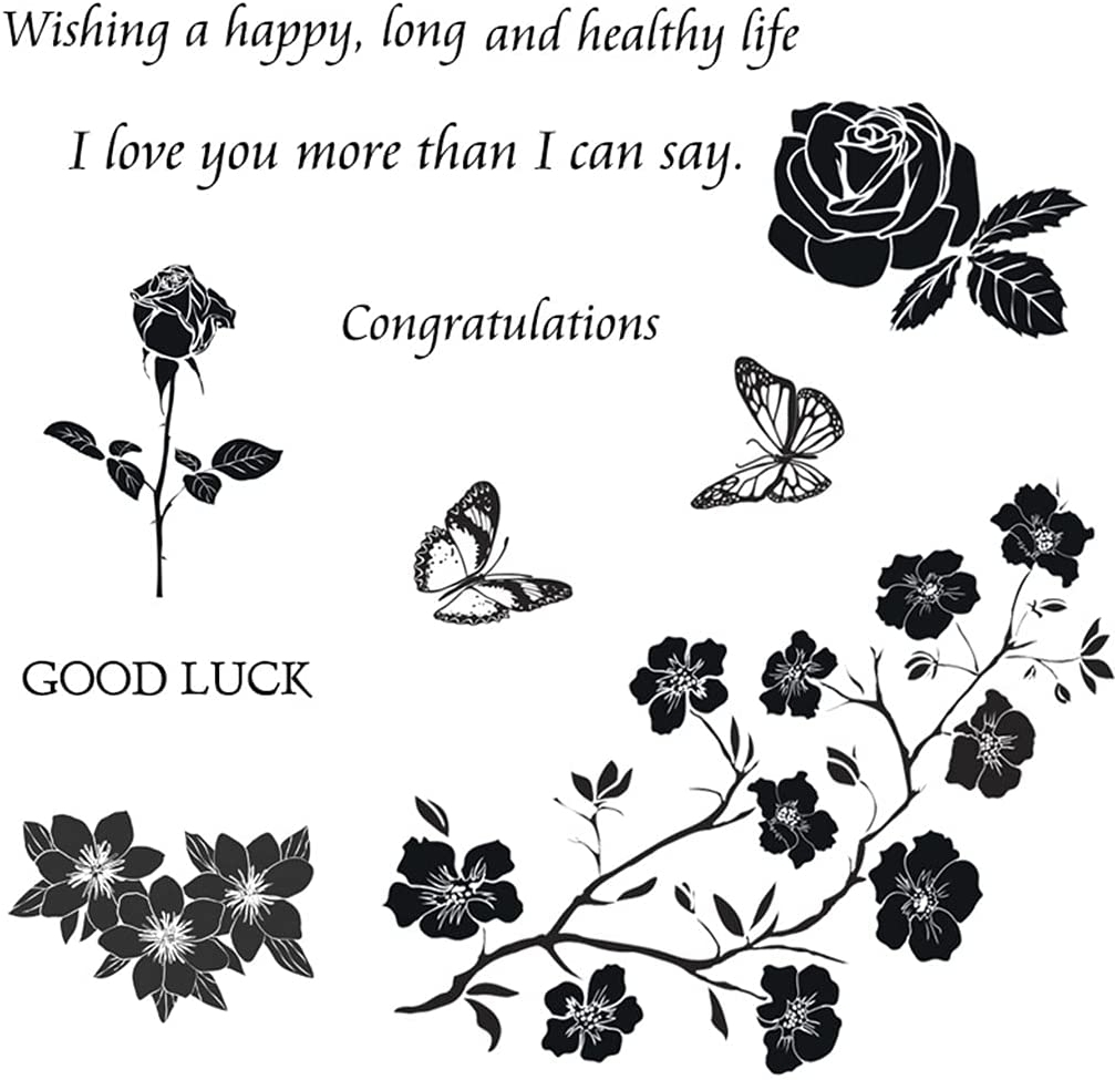 Yugaoo Cartoon Seal Stamp, Rose Flower Silicone Clear Seal Stamp DIY Scrapbooking Embossing Photo Album Decorative Paper Card - Tre H