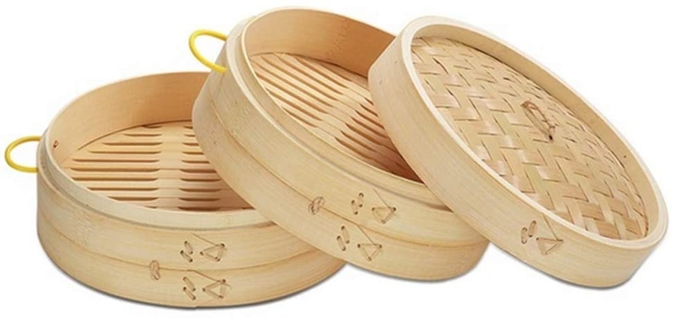 Yugaoo 15/20/25/30 Cm Cooking Cover Healthy Useful Buns Making with Handle Basket Cage Bamboo Steamer Vegetables Kitchen Tool(15cm KM