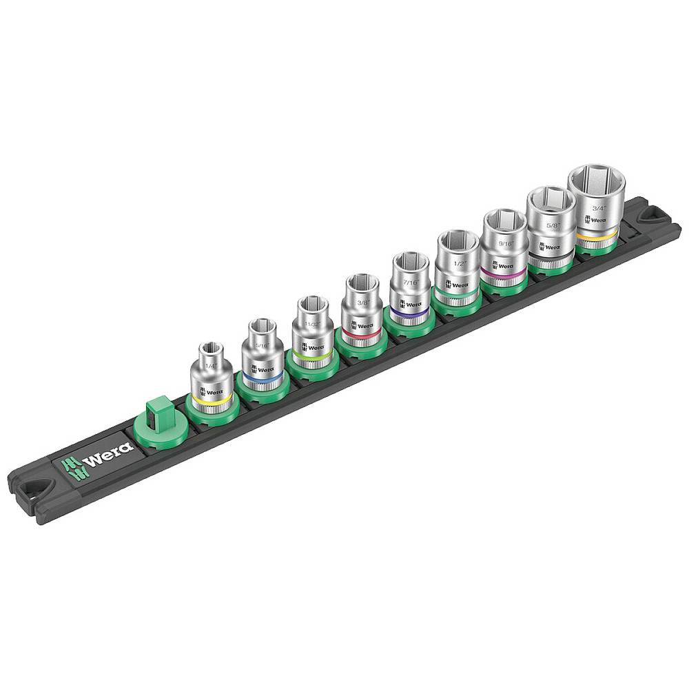 Wera 005450 SAE 3/8  Drive Zyklop Socket Set with Magnetic Holder  9 Pieces