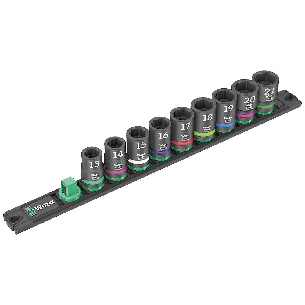 Wera 005490 Metric 1/2  Drive Impact Socket Set with Magnetic Holder  9 Pieces