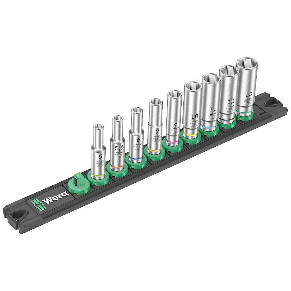 Wera 005410 Metric 1/4  Drive Deep Socket Set with Magnetic Holder  9 Pieces