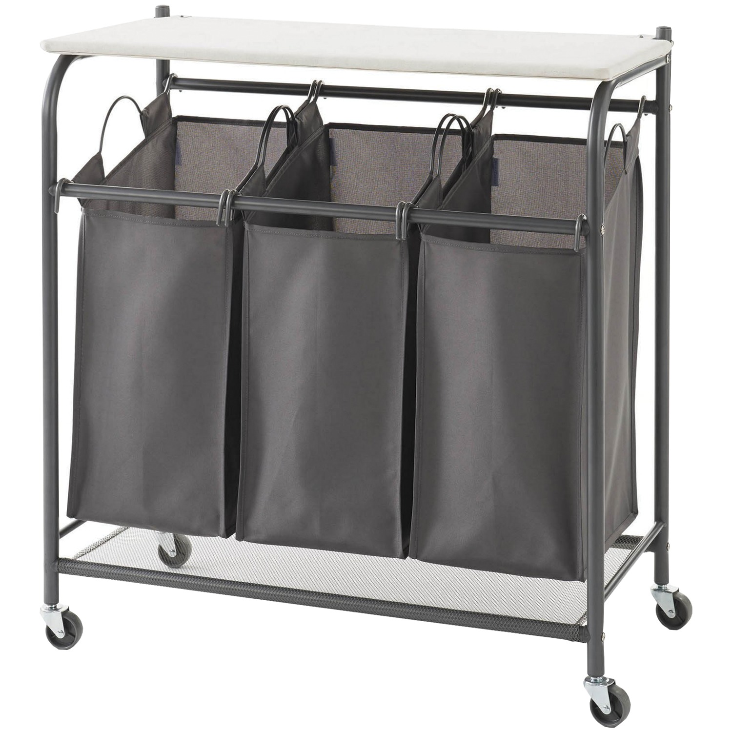 Alert AU5479002X1EFST Neatfreak Au5479002x1efst Rolling Triple Laundry Sorter with Ironing Board Top and Everfresh Odor Control