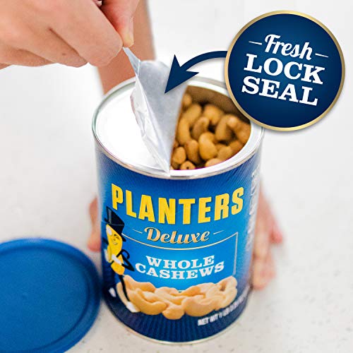 PLANTERS Deluxe Whole Cashews, 18.25 Oz. Resealable Jar - Wholesome Snack Roasted in Peanut Oil with Sea Salt - Nutrient-Dense Snack & Good Source of thumbnail