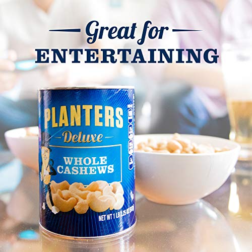 PLANTERS Deluxe Whole Cashews, 18.25 Oz. Resealable Jar - Wholesome Snack Roasted in Peanut Oil with Sea Salt - Nutrient-Dense Snack & Good Source of thumbnail