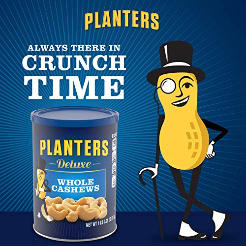 PLANTERS Deluxe Whole Cashews, 18.25 Oz. Resealable Jar - Wholesome Snack Roasted in Peanut Oil with Sea Salt - Nutrient-Dense Snack & Good Source of thumbnail