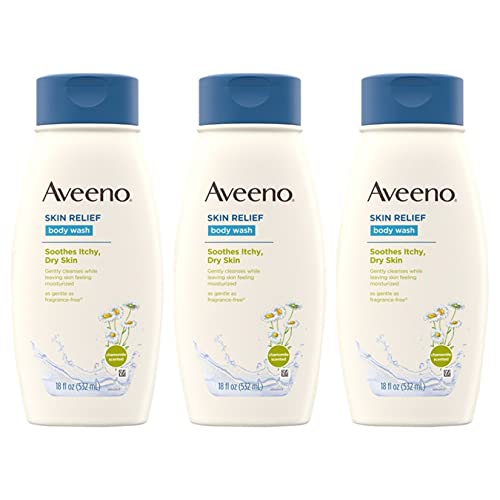 Aveeno Skin Relief Body Wash with Chamomile Scent & Soothing Oat, Gentle Soap-Free Body Cleanser for Dry, Itchy & Sensitive Skin, Dye-Free & Allergy-T