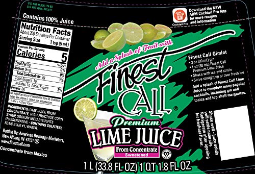 Finest Call Premium Lime Juice Drink Mix, 1 Liter Bottle (33.8 Fl Oz), Individually Boxed thumbnail