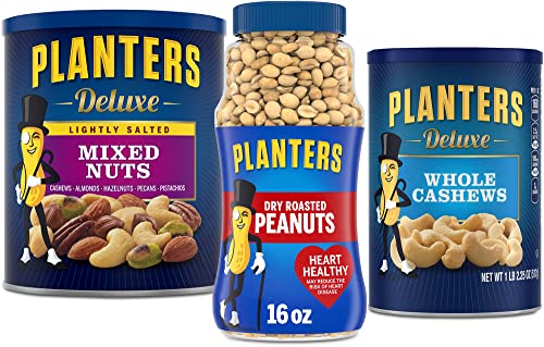 PLANTERS Deluxe Whole Cashews, 18.25 Oz. Resealable Jar - Wholesome Snack Roasted in Peanut Oil with Sea Salt - Nutrient-Dense Snack & Good Source of thumbnail