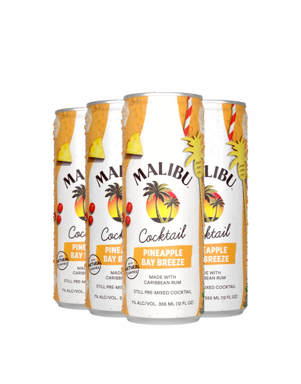 Malibu Ready to Drink Cocktail Pineapple Bay Breeze Fruit Ready-to-drink - 4x 16oz Cans