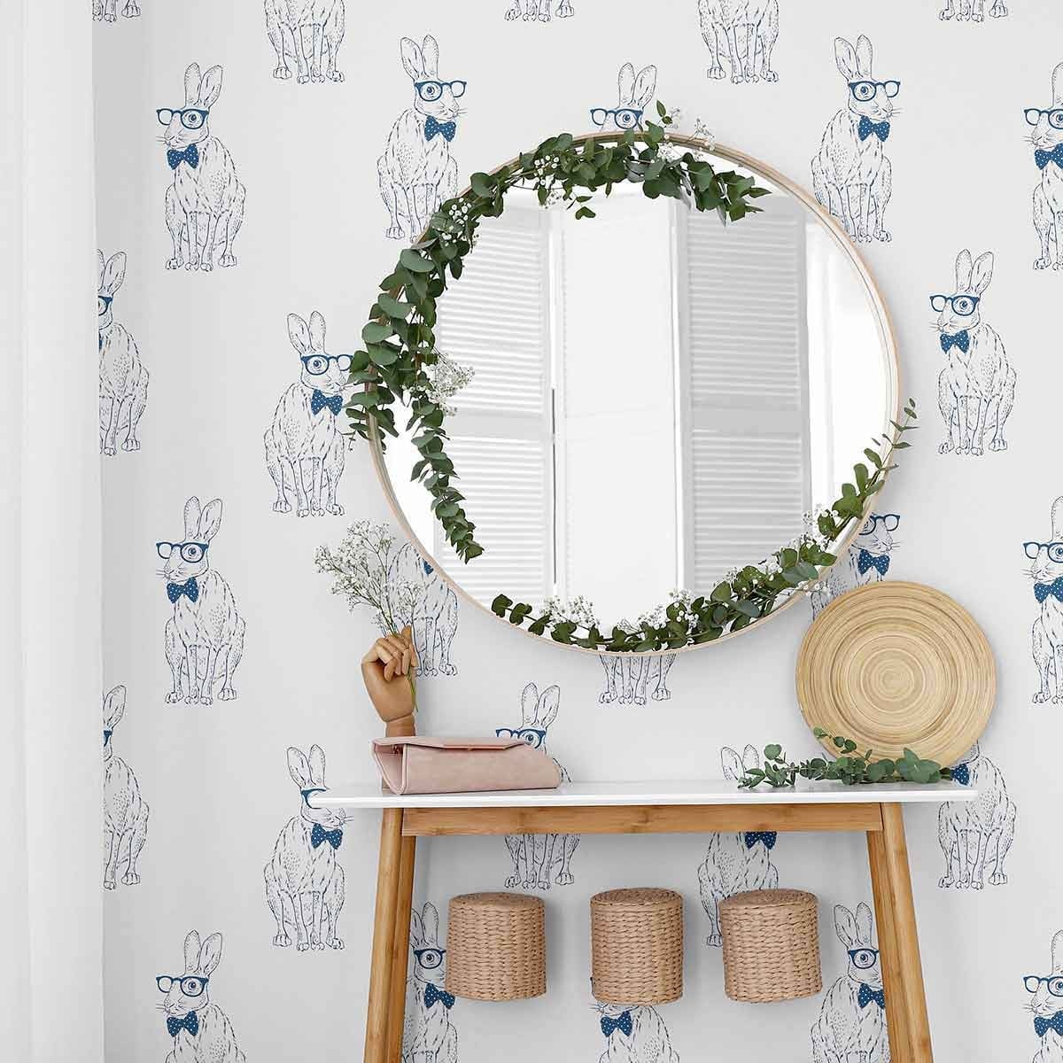 Blue Bunny Peel and Stick Removable Wallpaper 4962