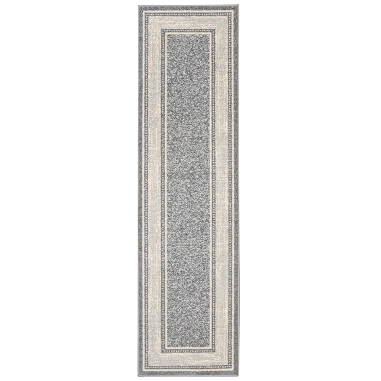 ottomanson non-slip hallway runner rug 1 10  x 7  perfect for high traffic areas  light gray border