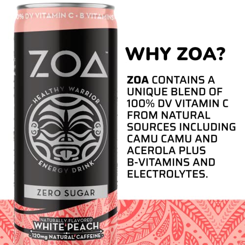 Zoa White Peach Zero Sugar Soda  12 Fl Oz Aluminum Can  0.0% ABV thumbnail