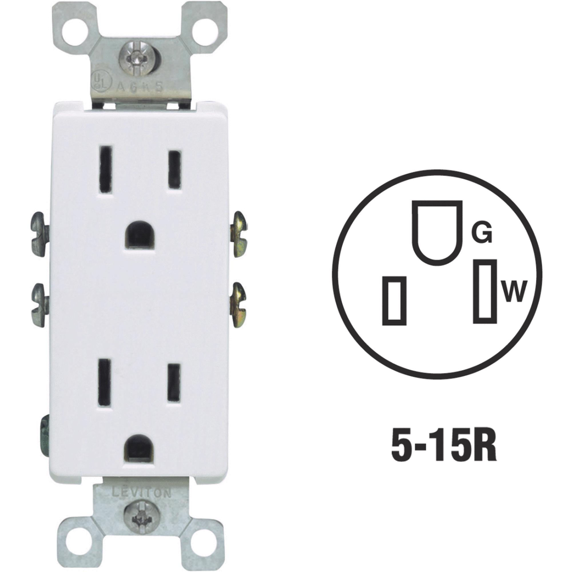 Decora 15 Amp 125 V Duplex Outlet/Receptacle, White (1-Pack) 5325-WS