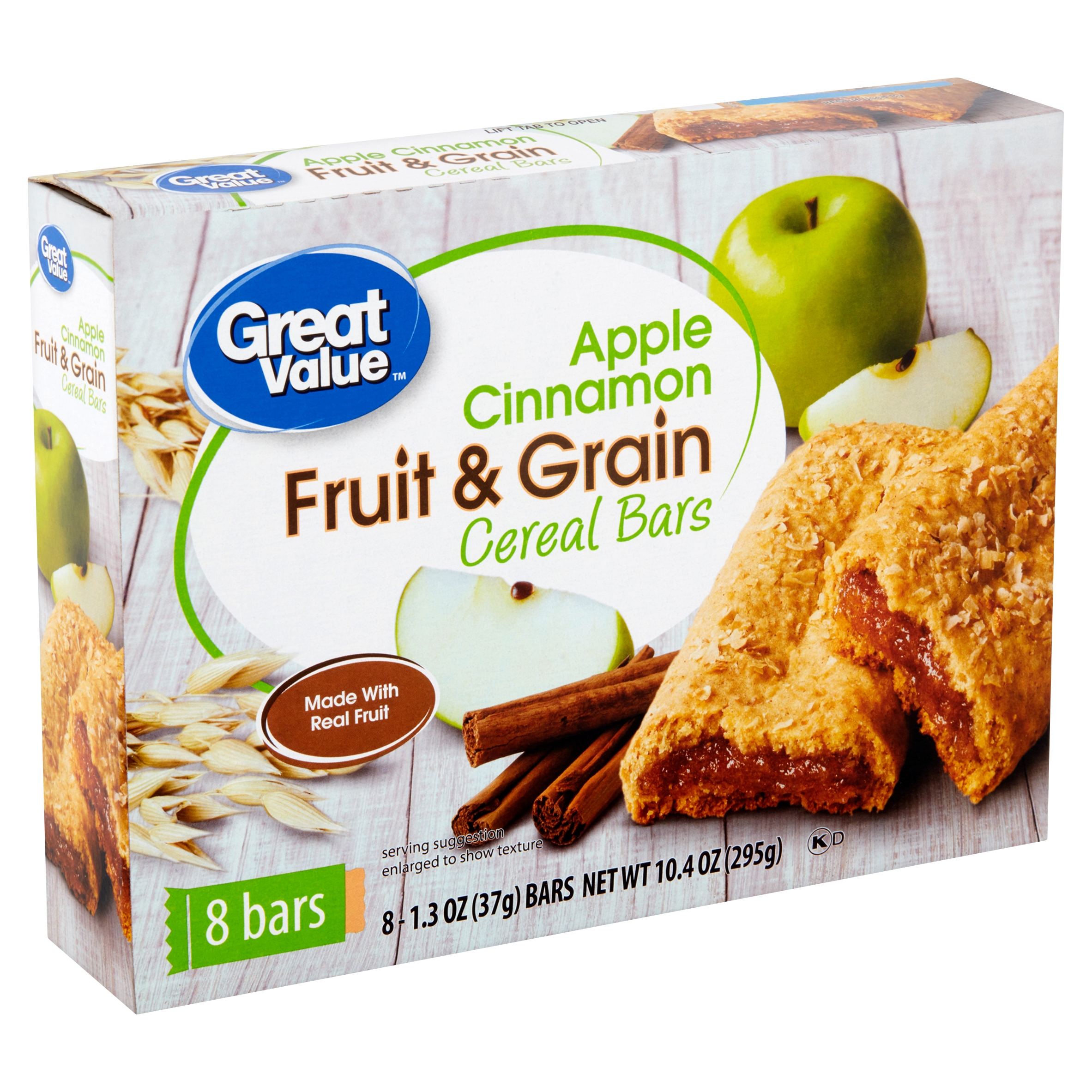Great Value Fruit & Grain Cereal Bars Apple Cinnamon 10.4 Oz 8 Count Image
