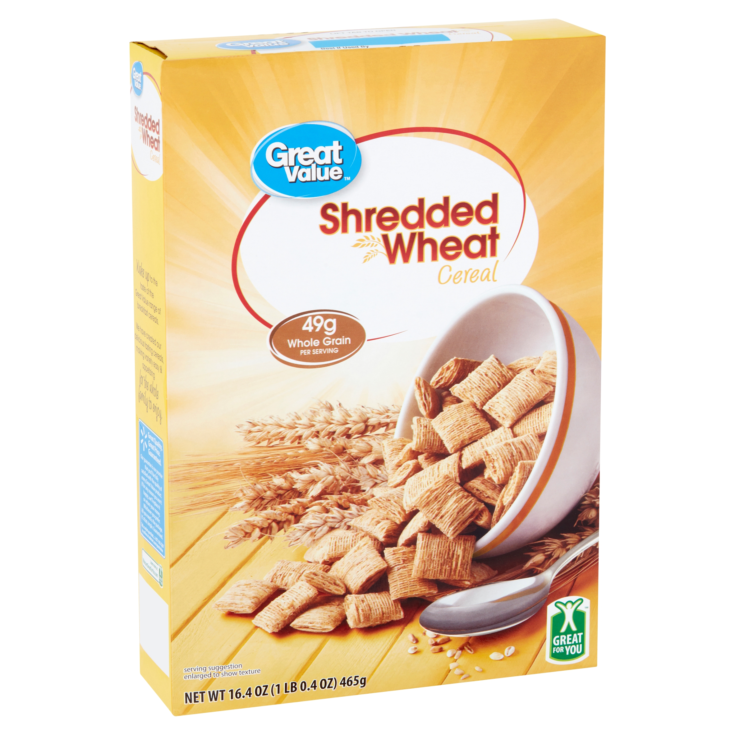 (3 Pack) Great Value Shredded Wheat Cereal, 16.4 Oz