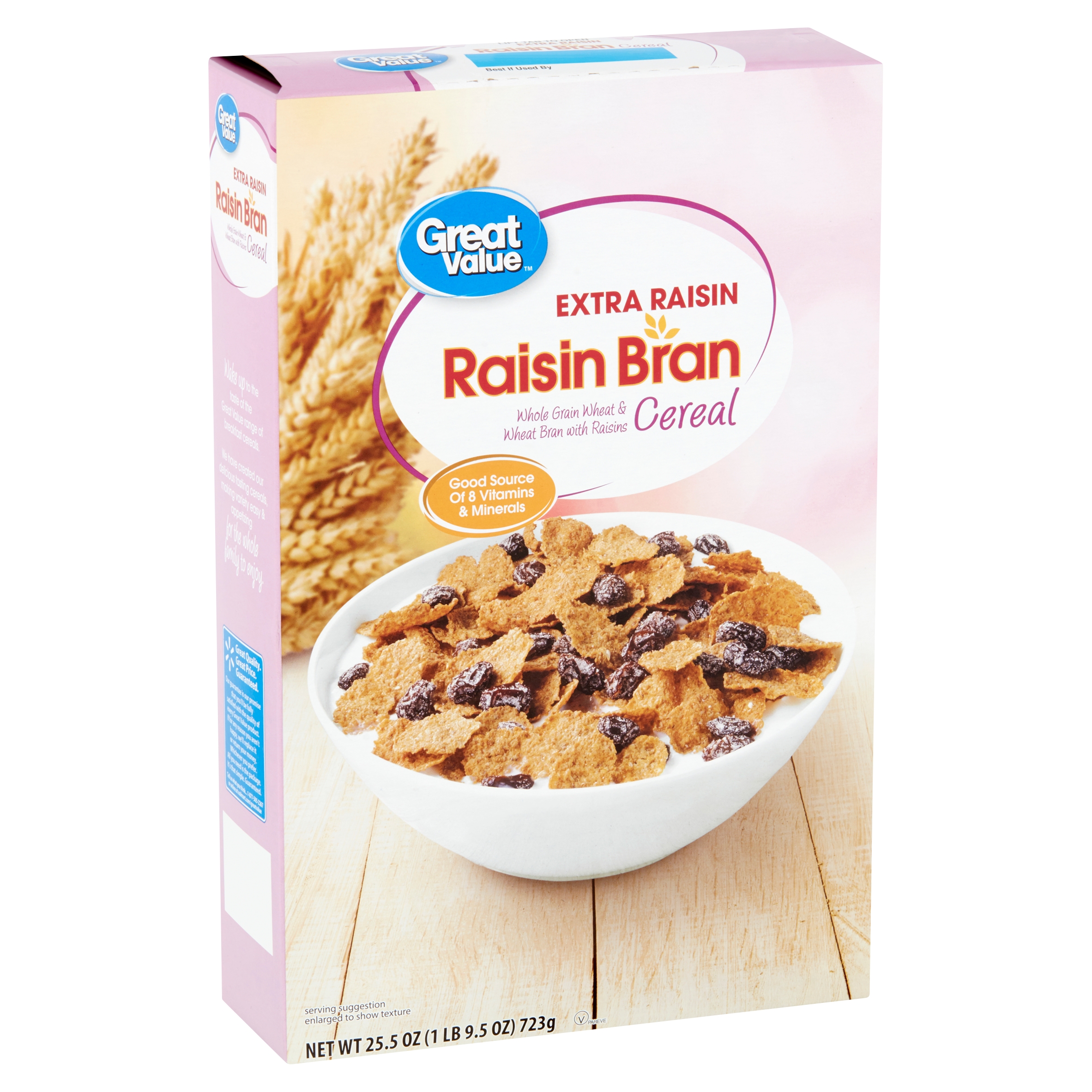 Great Value Raisin Bran Extra Raisin Cereal, 25.5 Oz Image