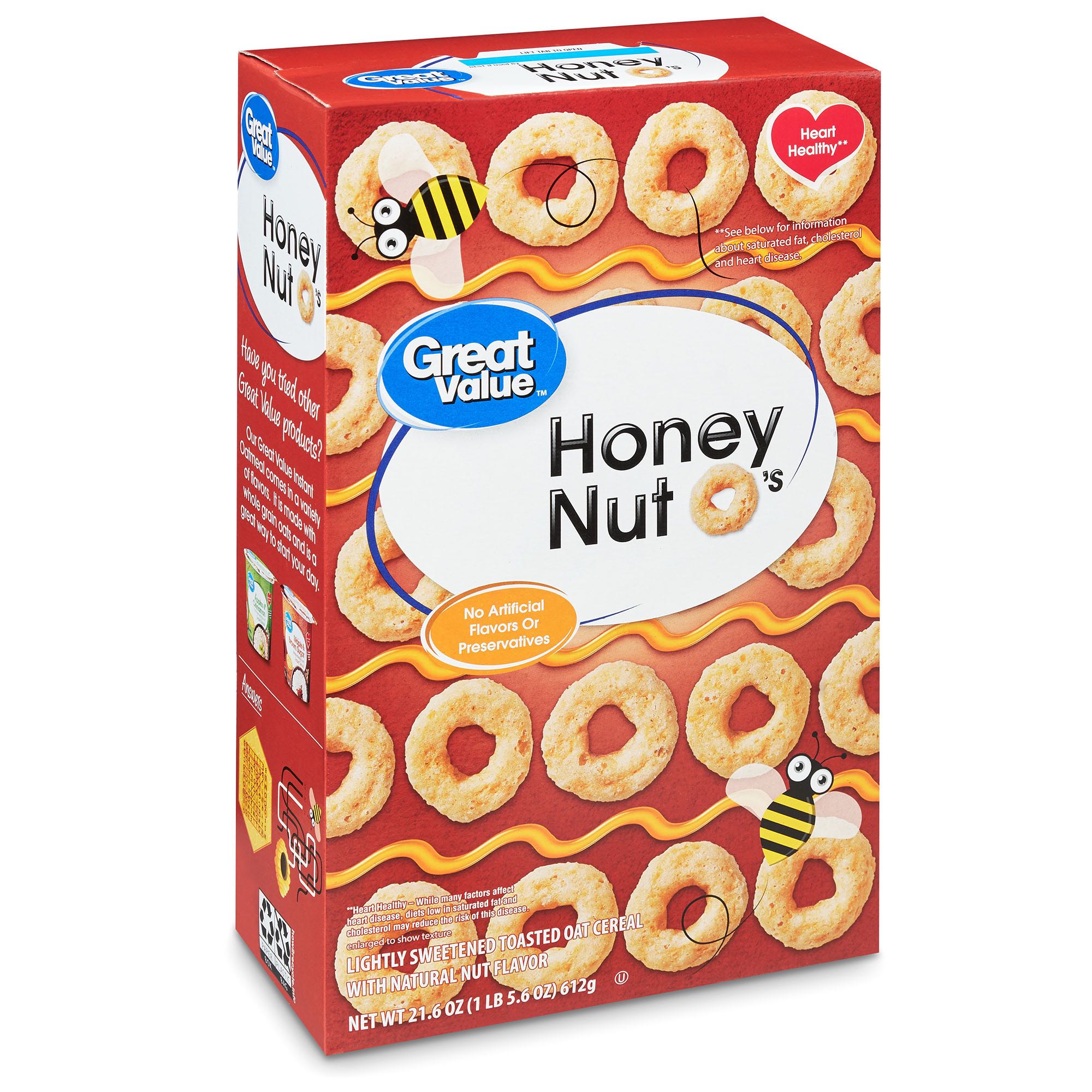 Great Value Honey Nut O's Oat Cereal, 21.6 Oz Image