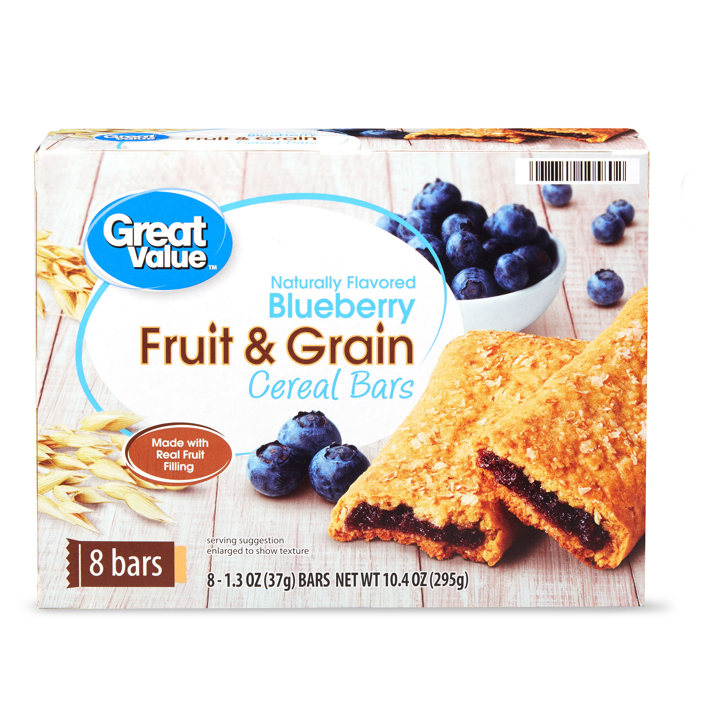 Great Value Fruit & Grain Cereal Bars Blueberry 8 Ct 1.3 Oz Image
