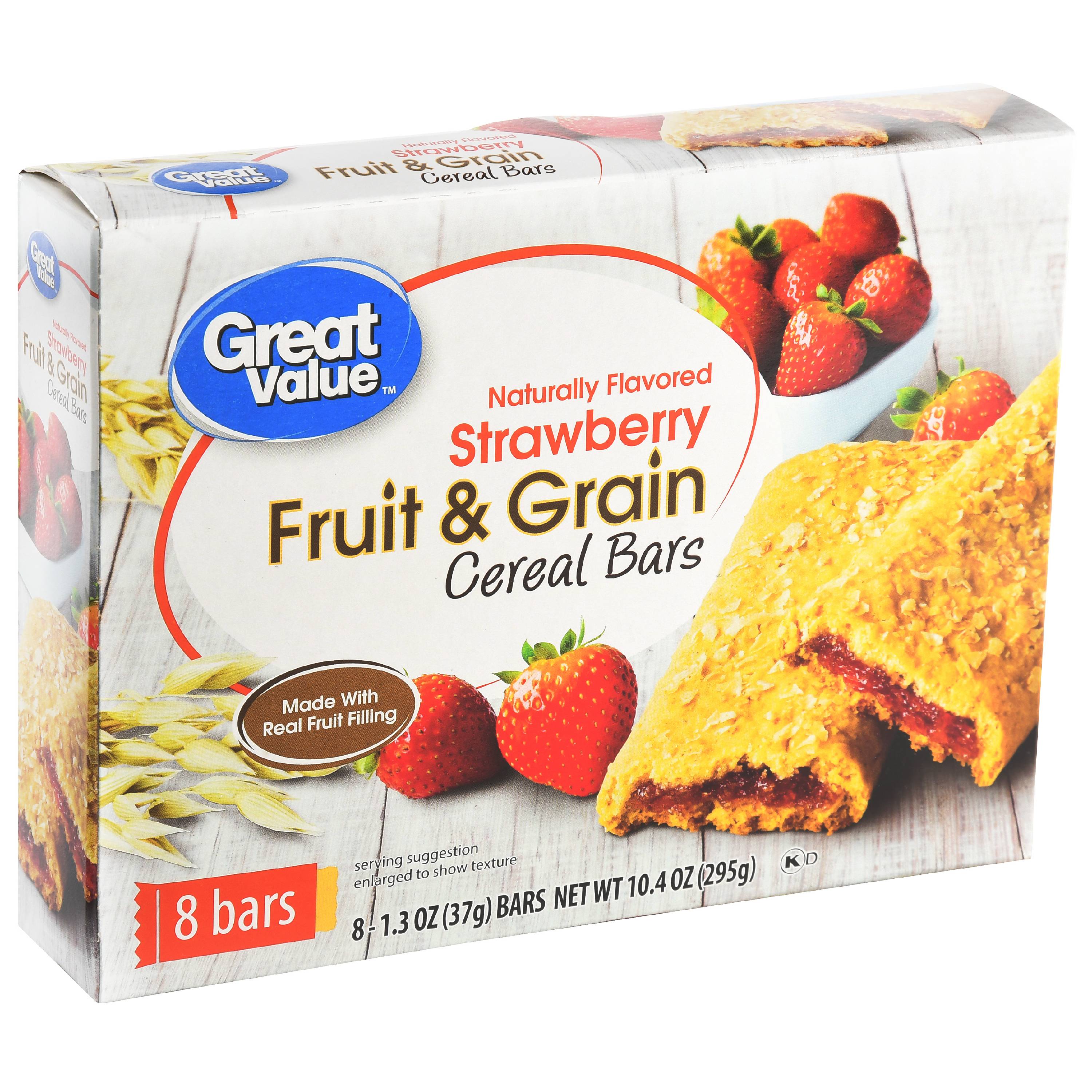 Great Value Fruit & Grain Cereal Bars Strawberry 1.3 Oz 8 Count Image