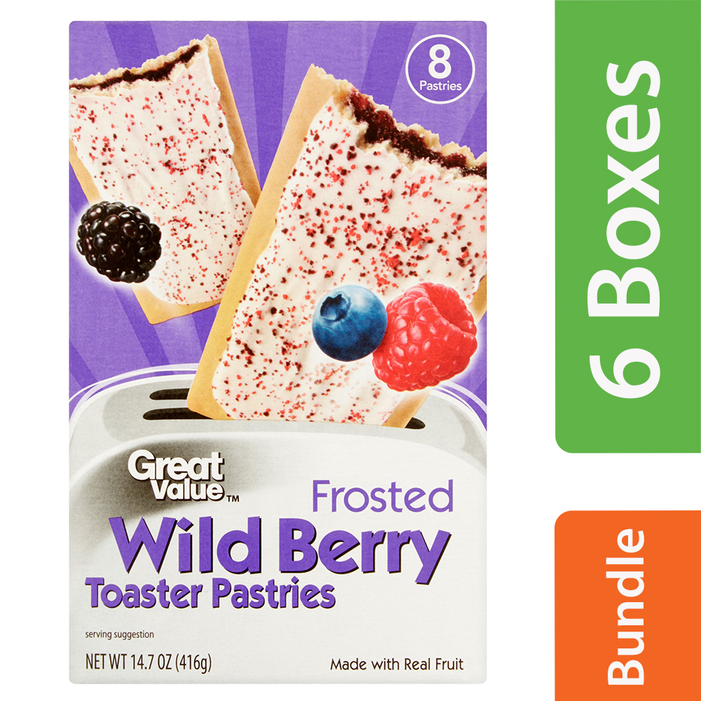 (6 Pack) Great Value Frosted Wild Berry Toaster Pastries, 8 Ct Image