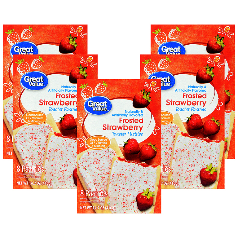 Great Value Frosted Toaster Pastries, Strawberry, 14.7 Oz, 8 Count Image