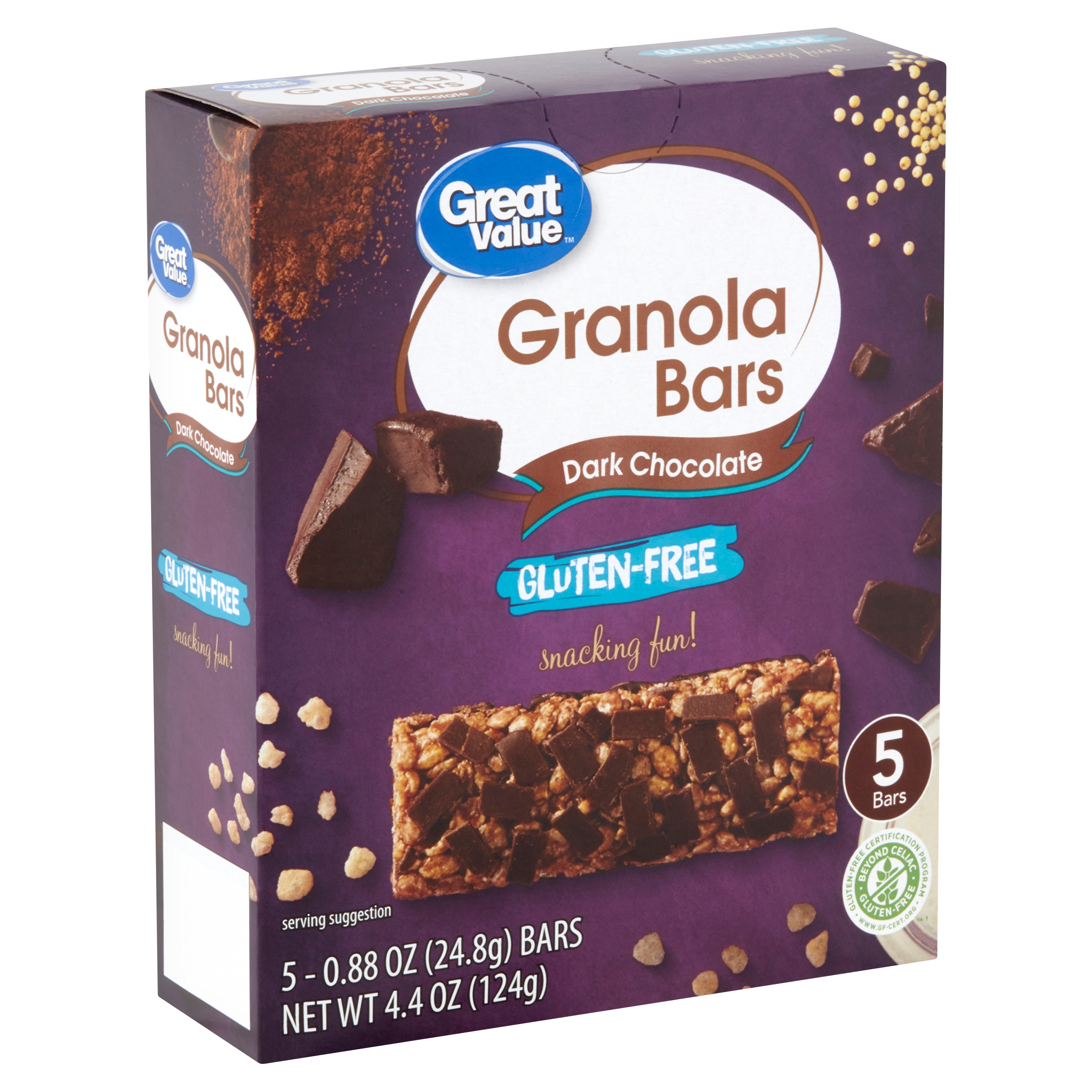 Great Value Gluten-Free Dark Chocolate Granola Bars, 0.88 Oz, 5 Count Image