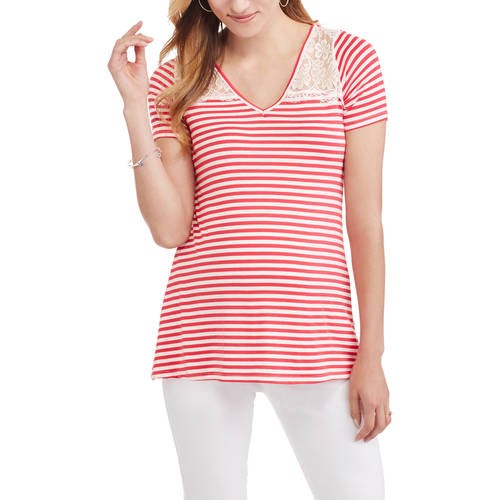 Planet Motherhood Maternity Short Sleeve Lace Tee