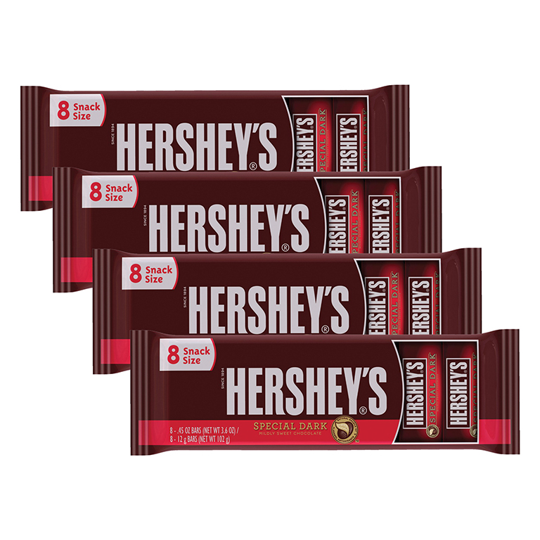 The Hershey Company, Special Dark Mildly Sweet Chocolate Snack Size Candy Individually Wrapped Bars, 3.6 Oz (Case of 24)