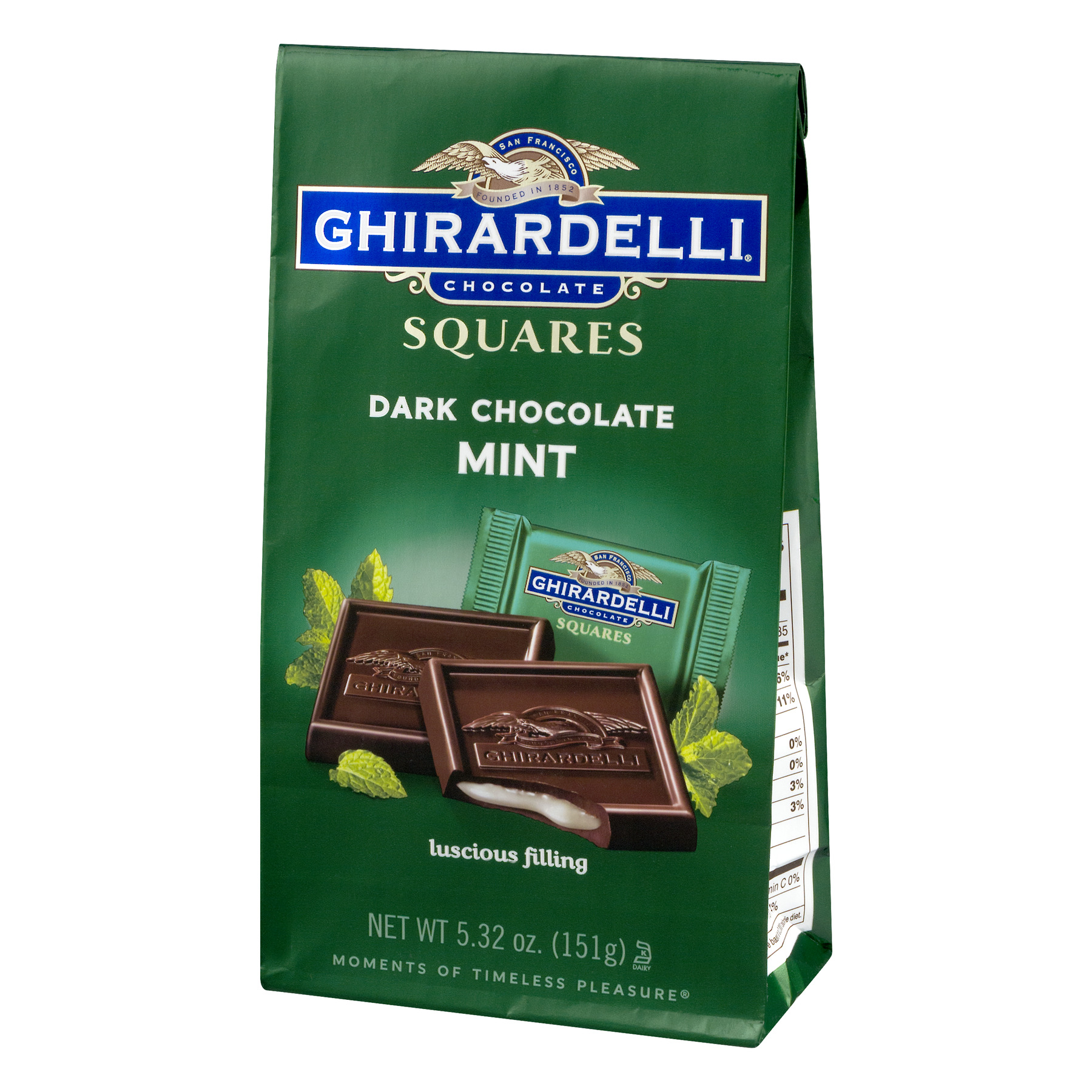 Ghirardelli Dark Chocolate Candy SQUARES with Mint Filling - 5.32oz