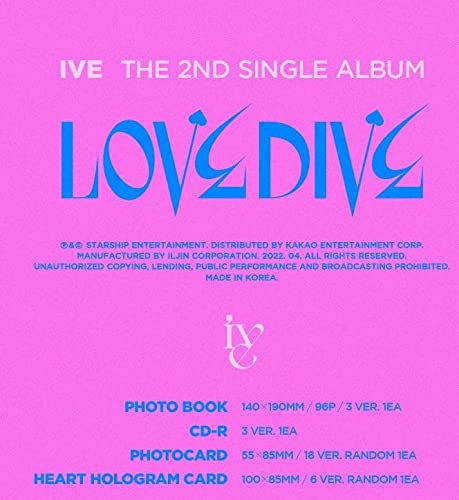 Ive - Love Dive (Random Cover) (incl. 96pg Photobook, Photocard + Heart Hologram Card)   - COMPACT DISCS [CD] thumbnail