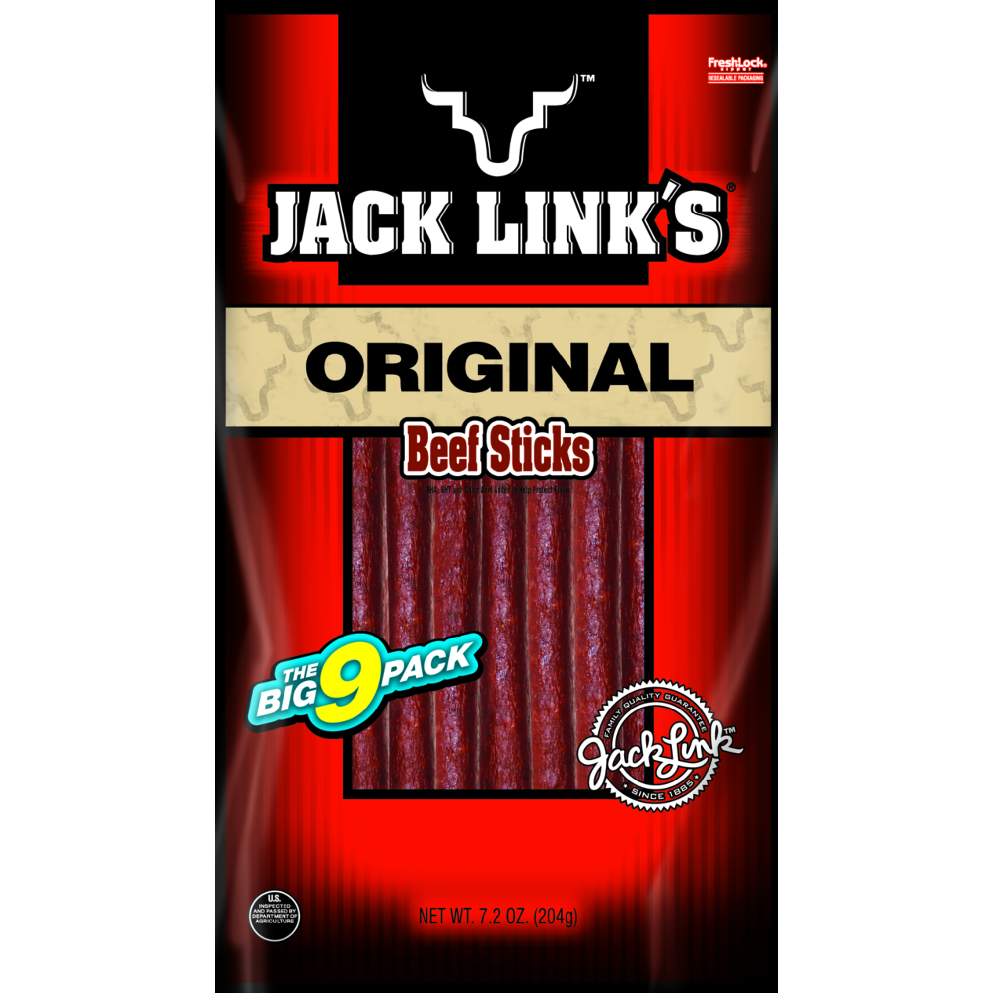 Jack Link S 100% Beef Original Sticks 7.2oz 9 Count Package