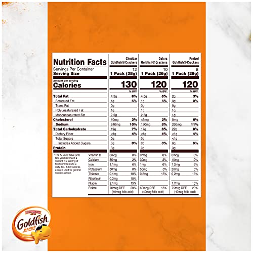 Pepperidge Farm Goldfish Crackers Big Smiles with Cheddar, Colors, and Pretzel Crackers, Snack Packs, 30 Count Variety Pack Box thumbnail