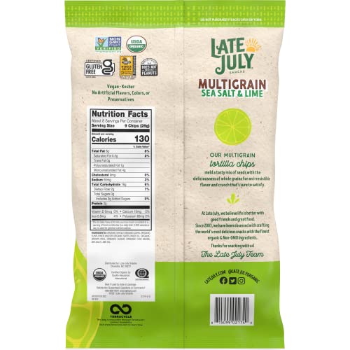 Late July Multigrain Tortilla Chips Sea Salt and Lime 7.5 Oz thumbnail