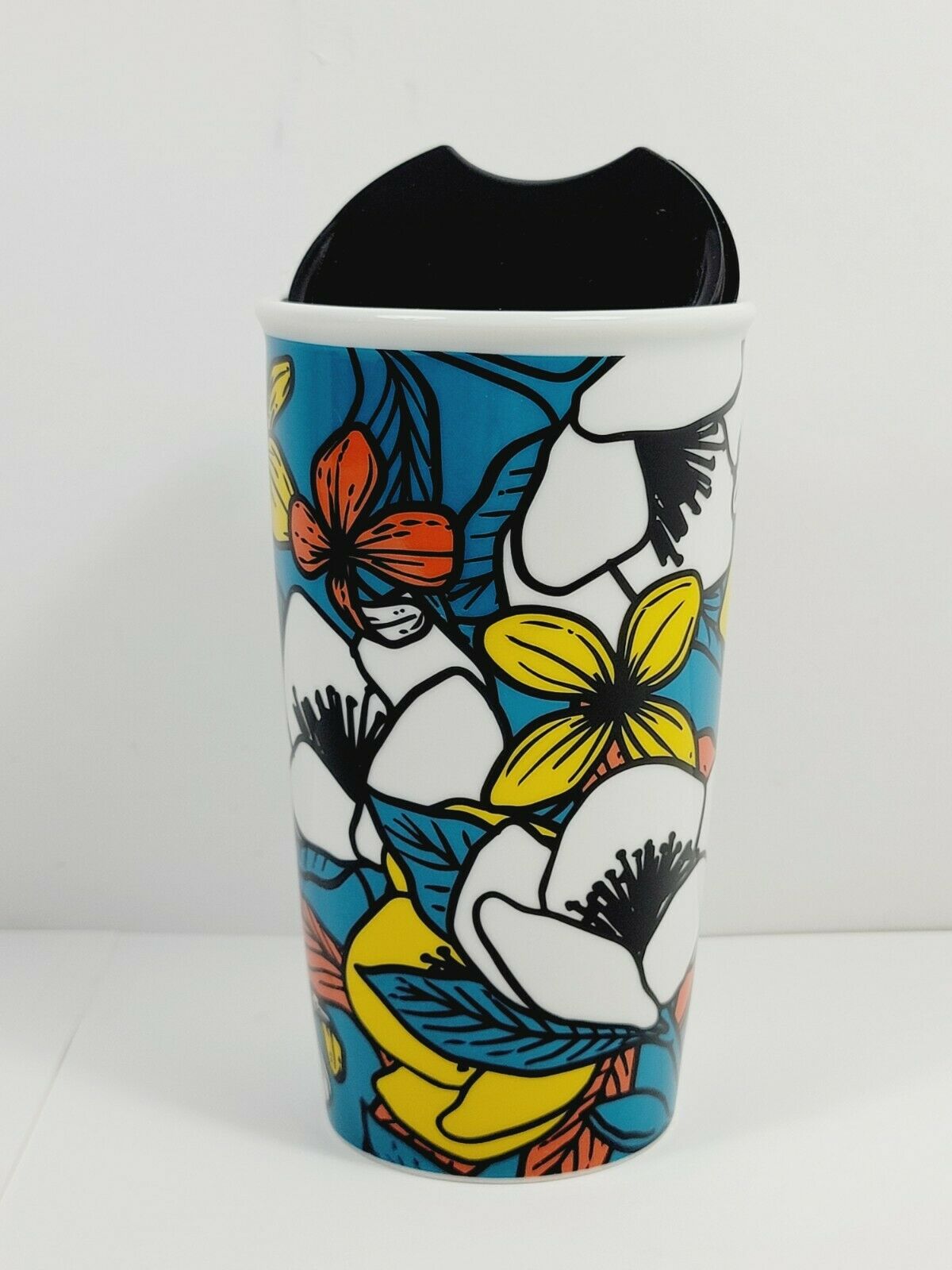 Starbucks Blue Poppy Tumbler Flower Floral Ceramic Travel Tumbler 12 Oz thumbnail