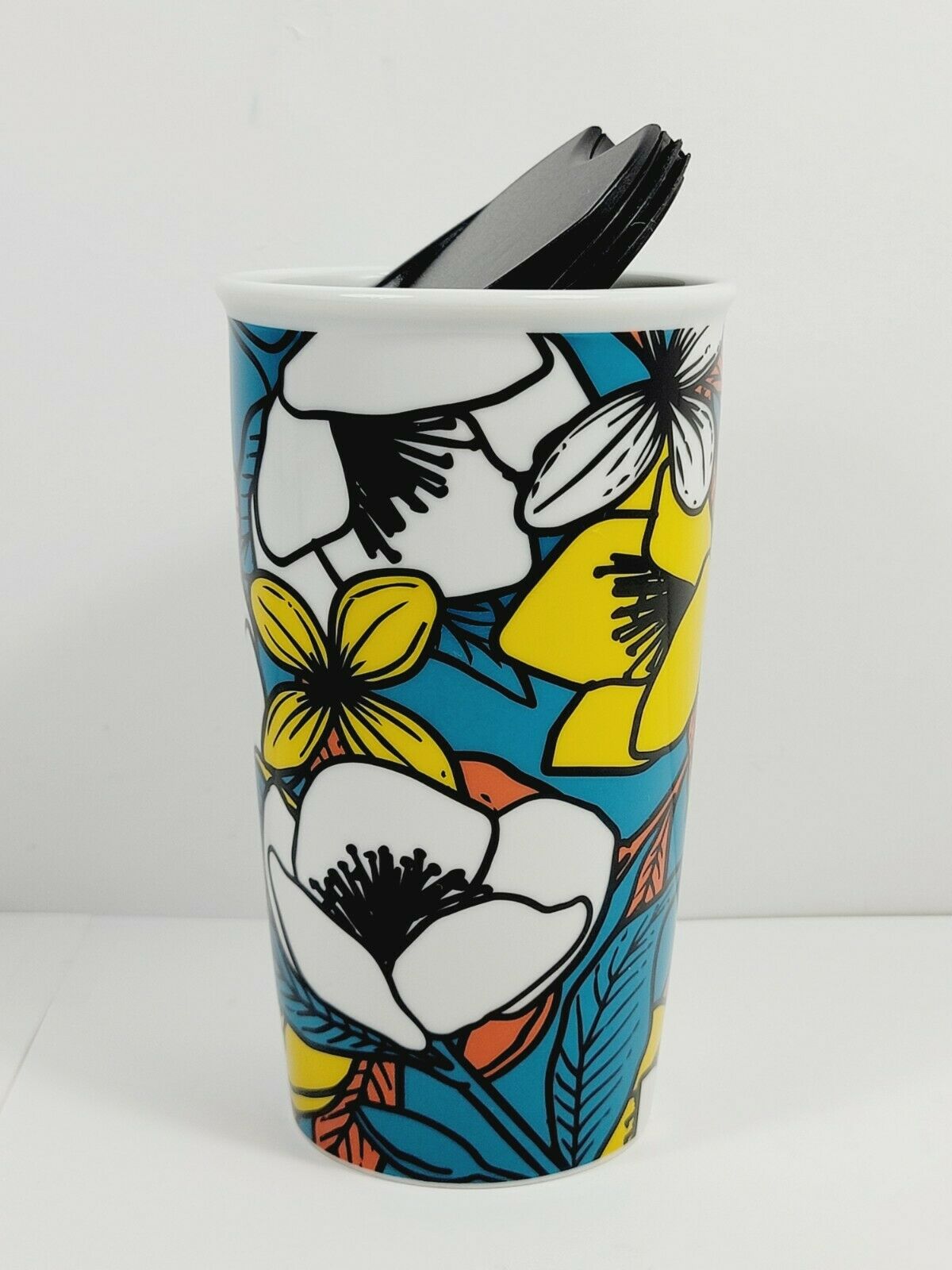Starbucks Blue Poppy Tumbler Flower Floral Ceramic Travel Tumbler 12 Oz thumbnail