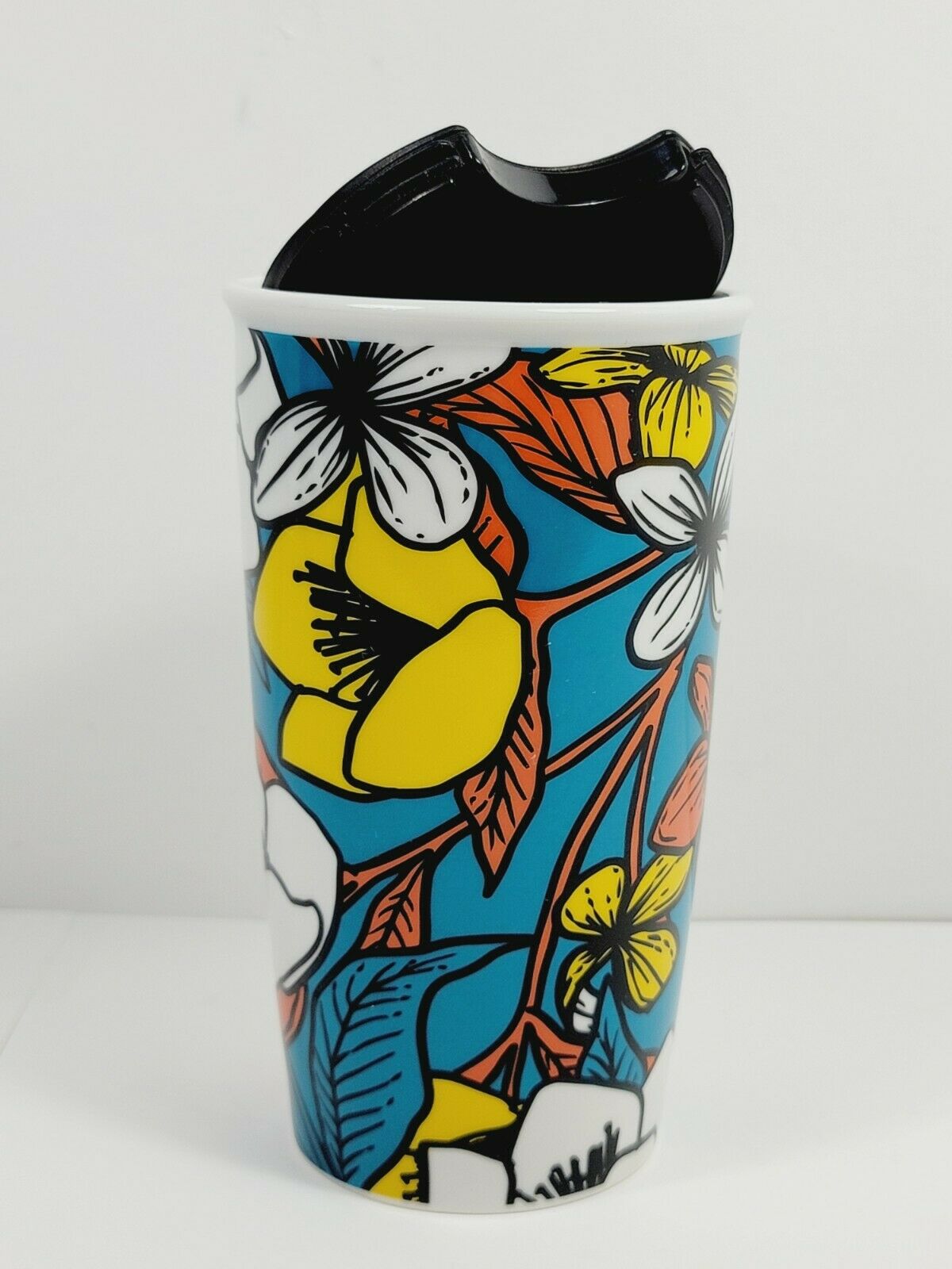 Starbucks Blue Poppy Tumbler Flower Floral Ceramic Travel Tumbler 12 Oz thumbnail