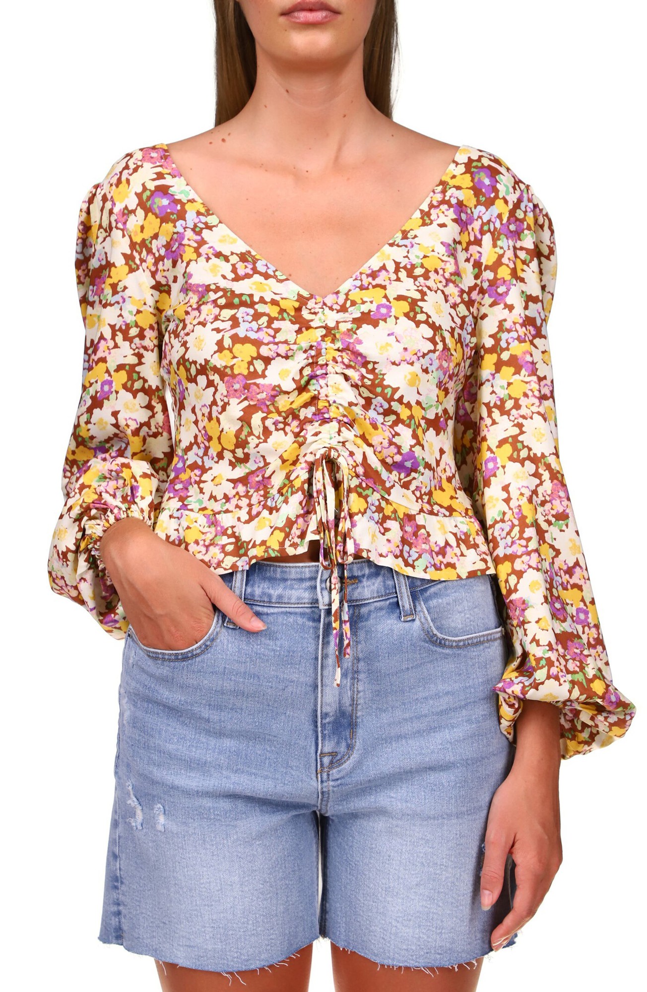 Sanctuary Womens V-Neck Cropped Blouse 195517128337 XSmall RT $99.0