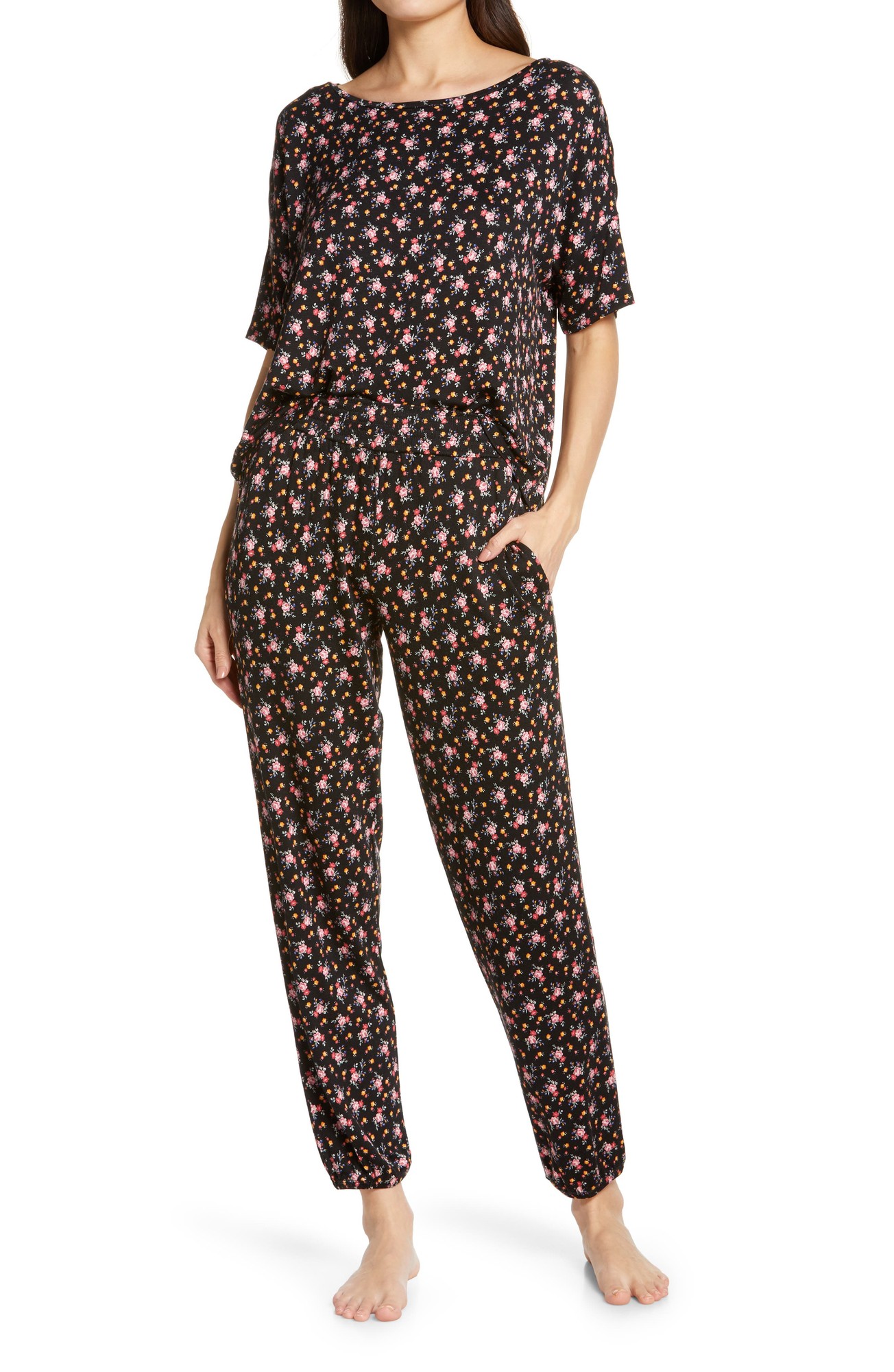 Honeydew Intimates Honeydew Sun Lover Lounge Set in Black Ditsy at Nordstrom, Size X-Large