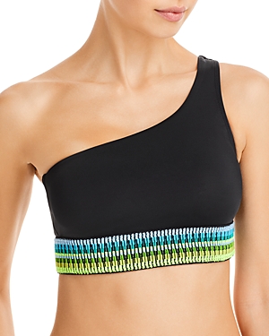 MSRP $80 Peixoto Zoni Asymmetric Contrast Trim Bikini Top Black Size XL
