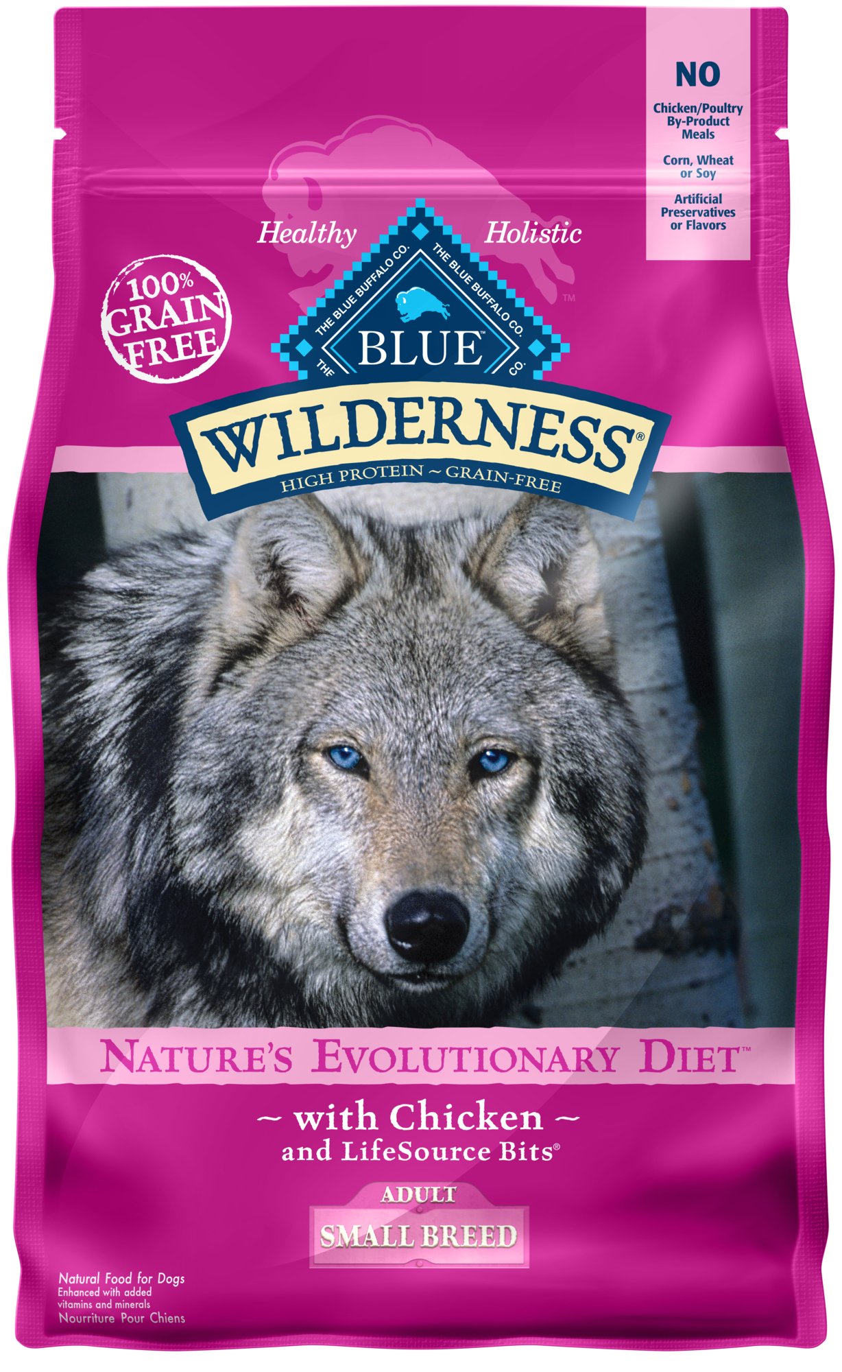 Blue Buffalo Wilderness High Protein Small Breed Chicken Dry Dog Food for Adult Dogs  Grain-Free  4.5 Lb. Bag