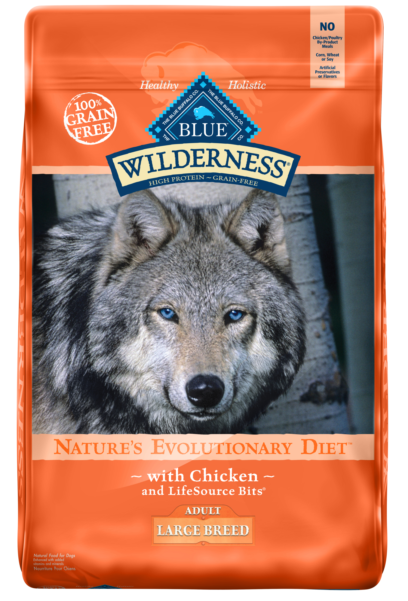 Blue Buffalo Wilderness Grain Free High Protein Chicken Recipe Adult Large Breed Dry Dog Food - 24 Lb Bag