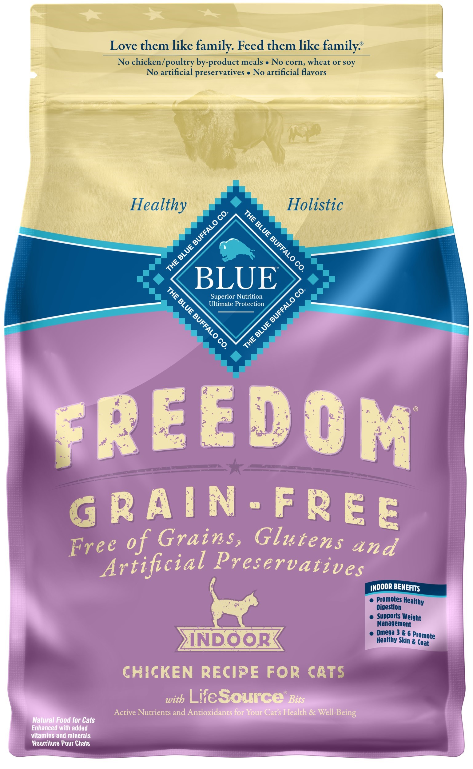 Blue Buffalo Freedom Natural Grain-Free Indoor Adult Dry Cat Food  Chicken Recipe  5-lb. Bag